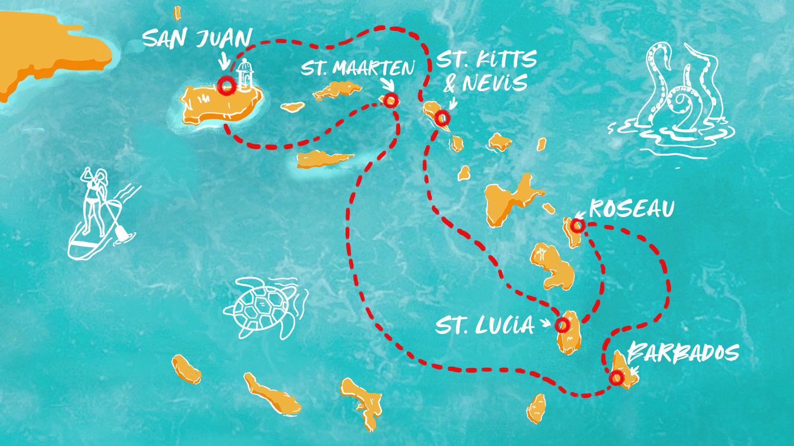 St. Lucia, St. Maarten, Barbados & More Itinerary Map